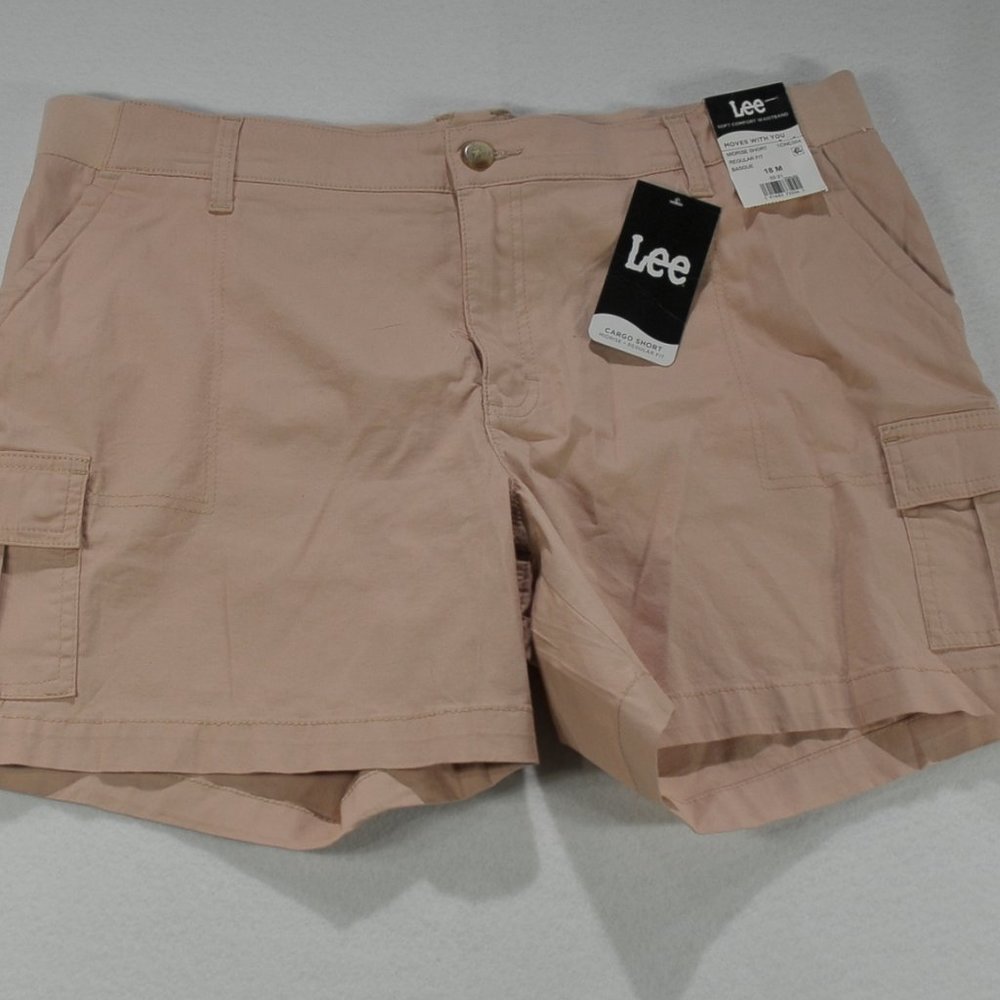 Lee Woman's Cargo Shorts 18M Regular Fit Mid Rise Old Pink NWT